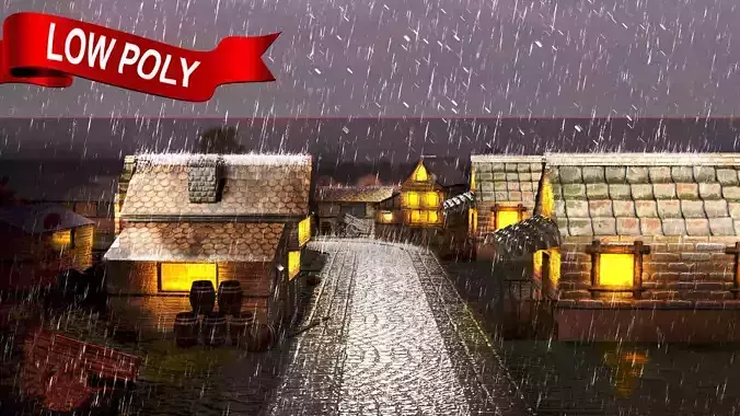 Low Poly Medieval Town Set