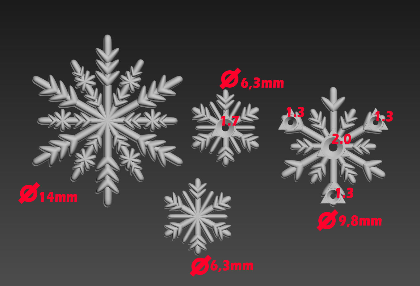 141212 D Snowflakes details  3D print model_2