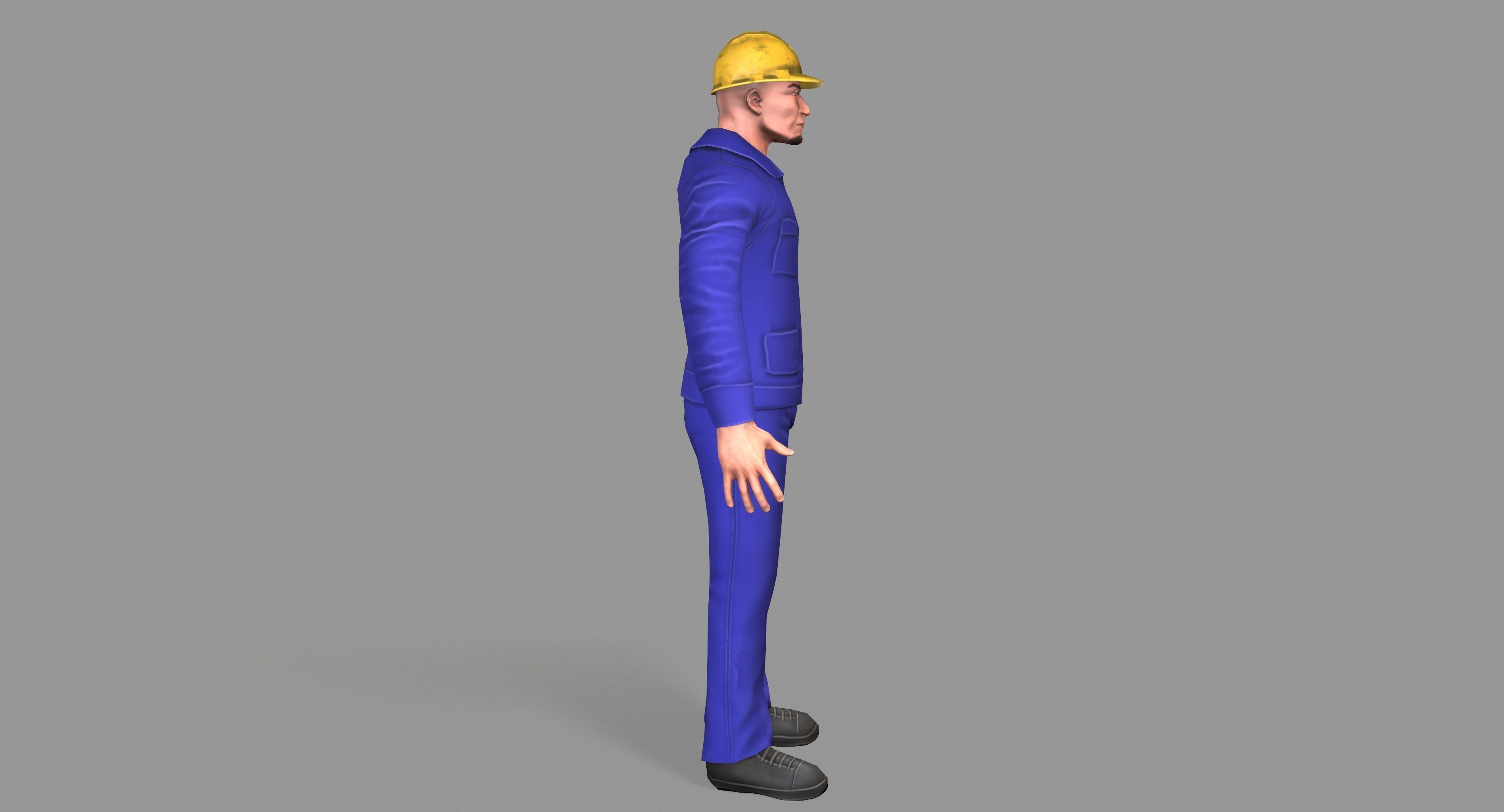 Worker construction Low-poly 3D model_3