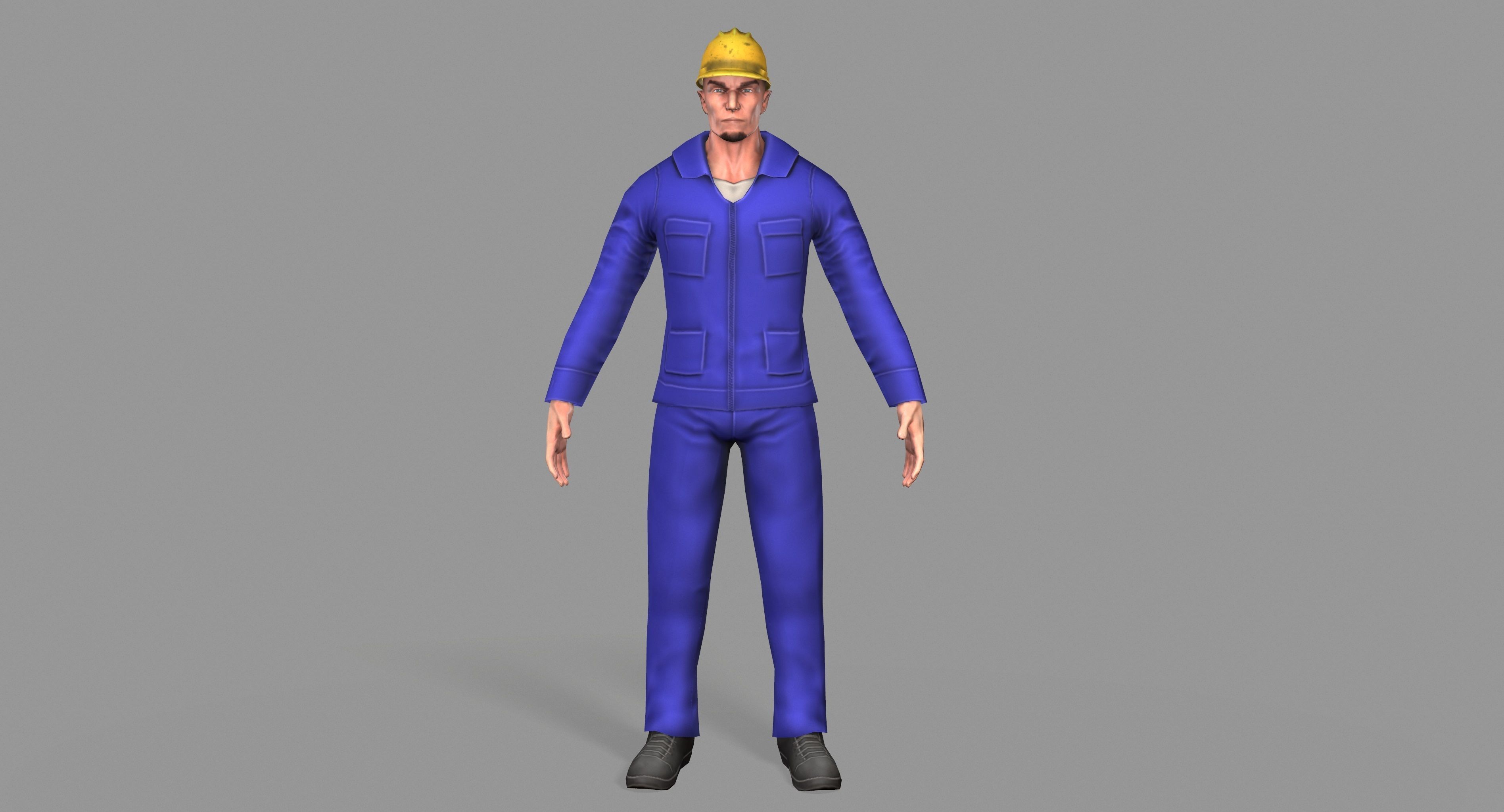 Worker construction Low-poly 3D model_1