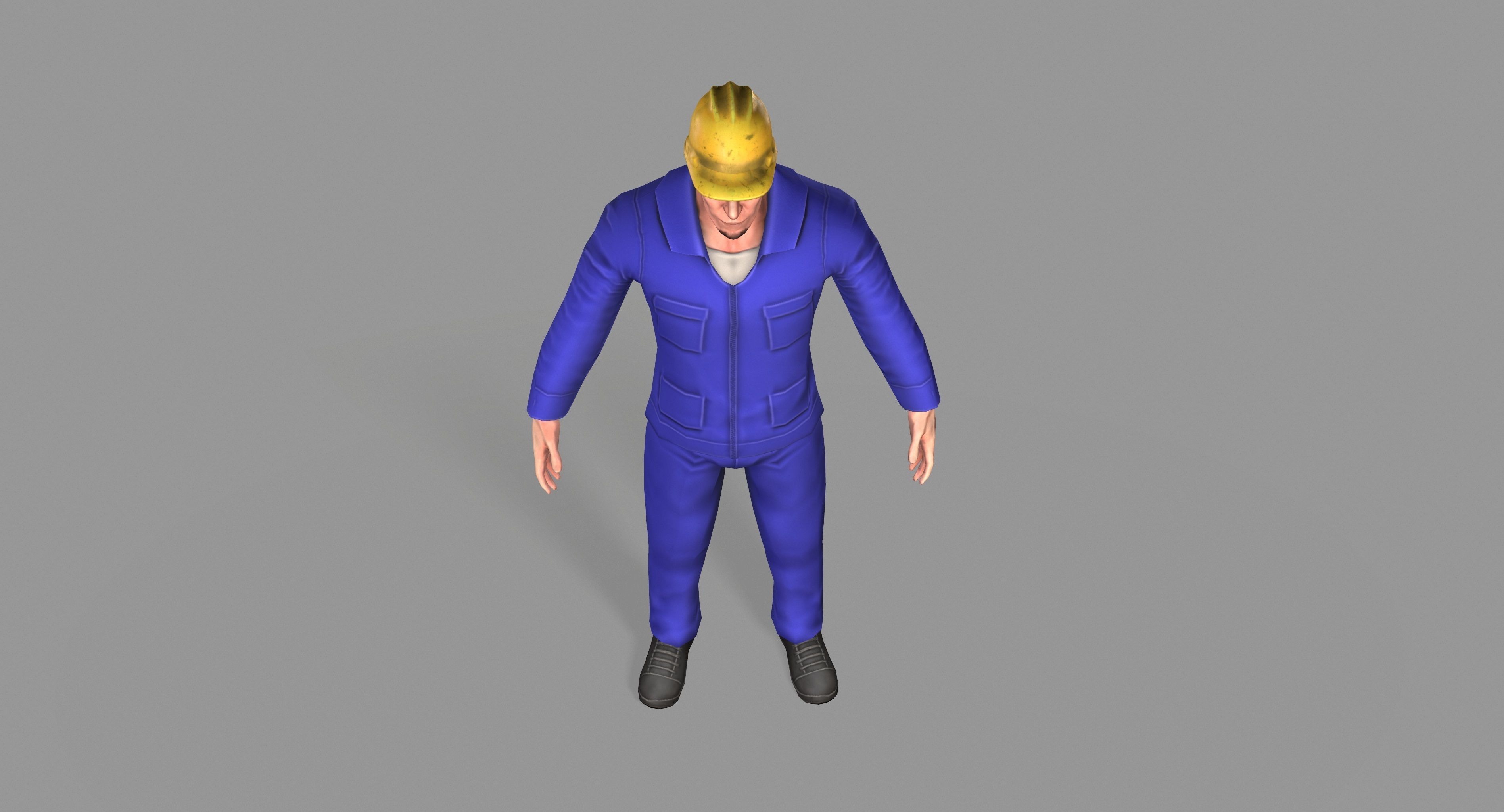 Worker construction Low-poly 3D model_10