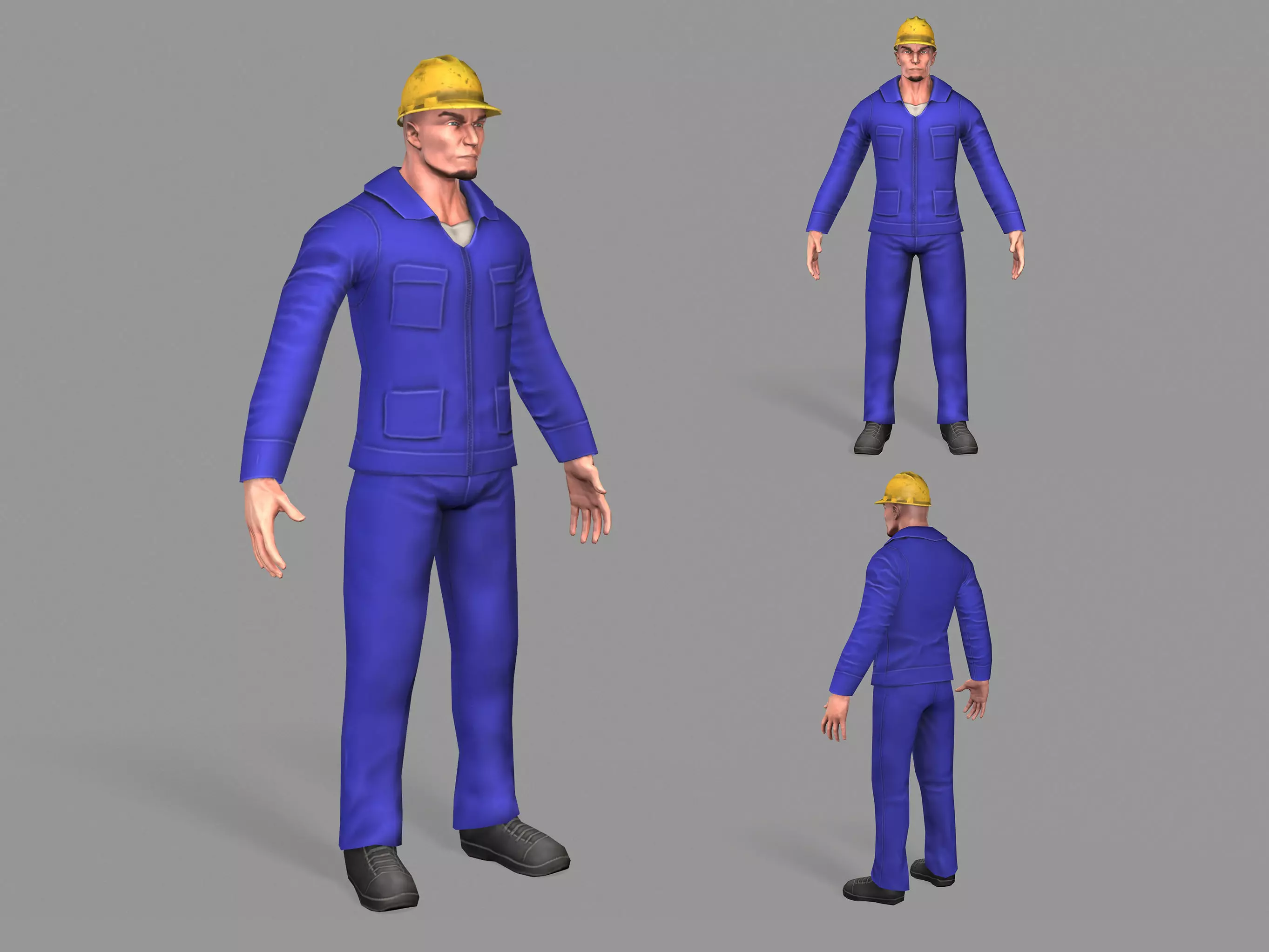 Worker construction Low-poly 3D model_0