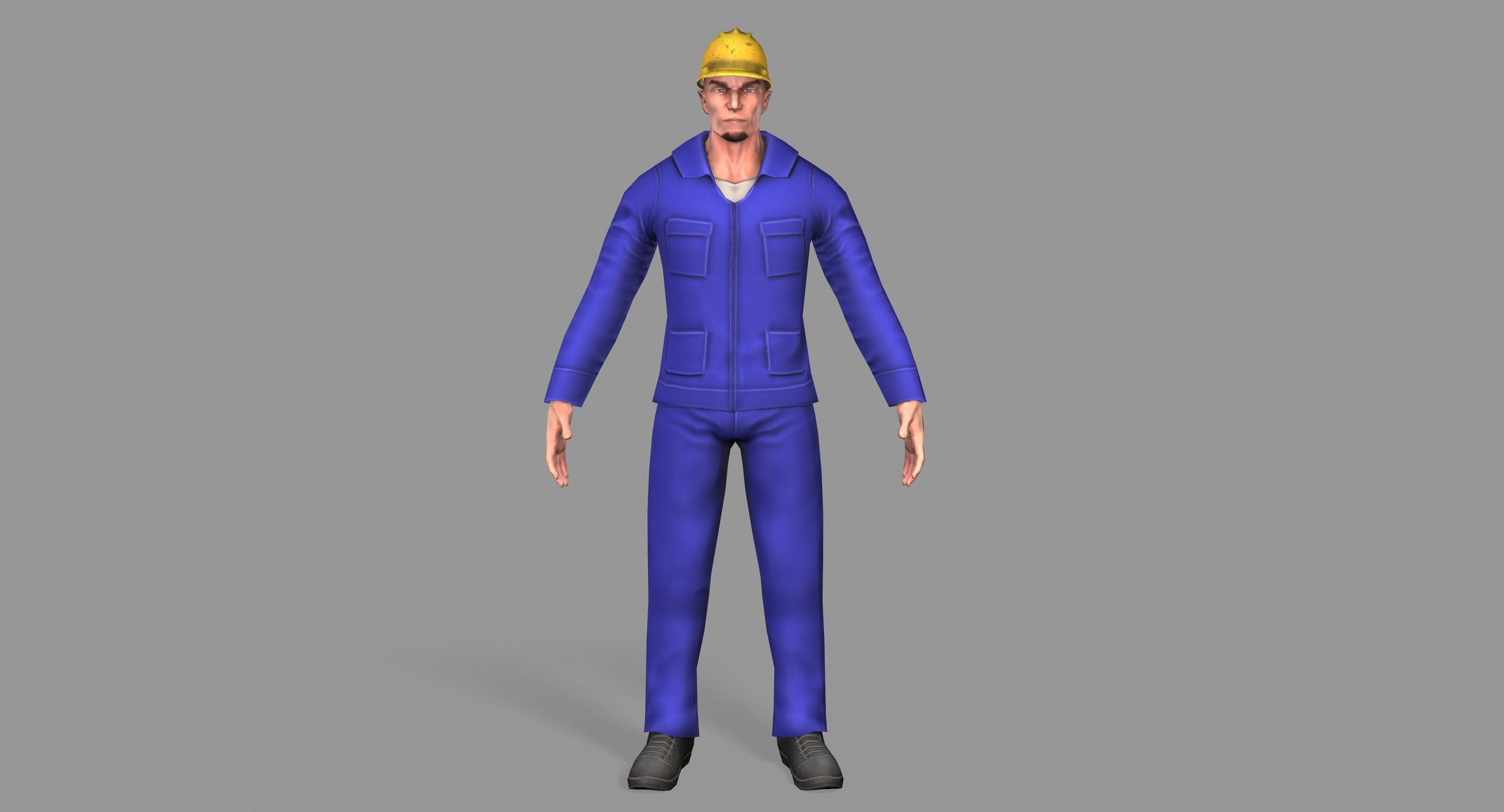 Worker construction Low-poly 3D model_9