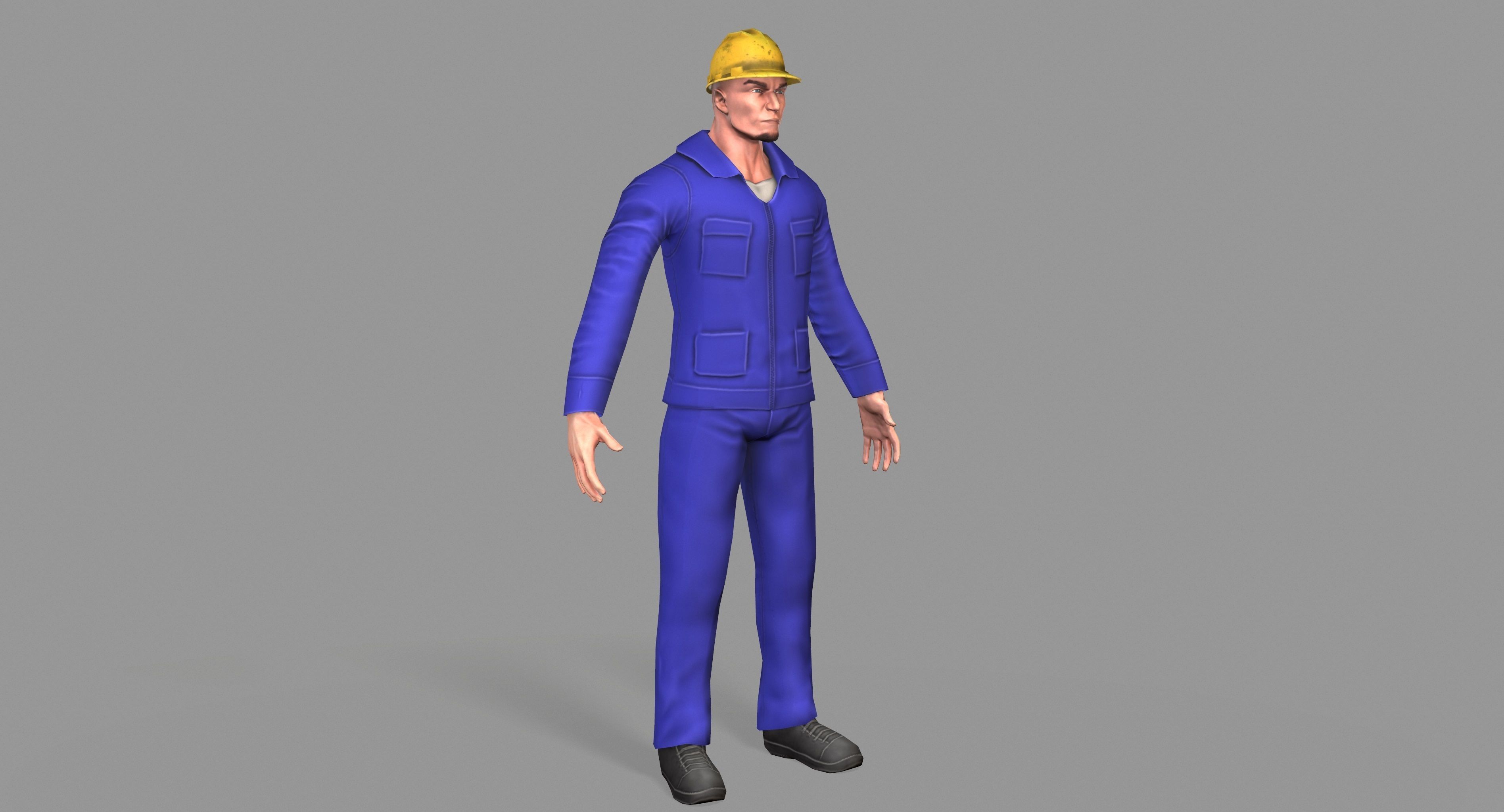 Worker construction Low-poly 3D model_2