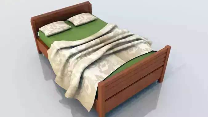 Bed with pillow and bed sheet