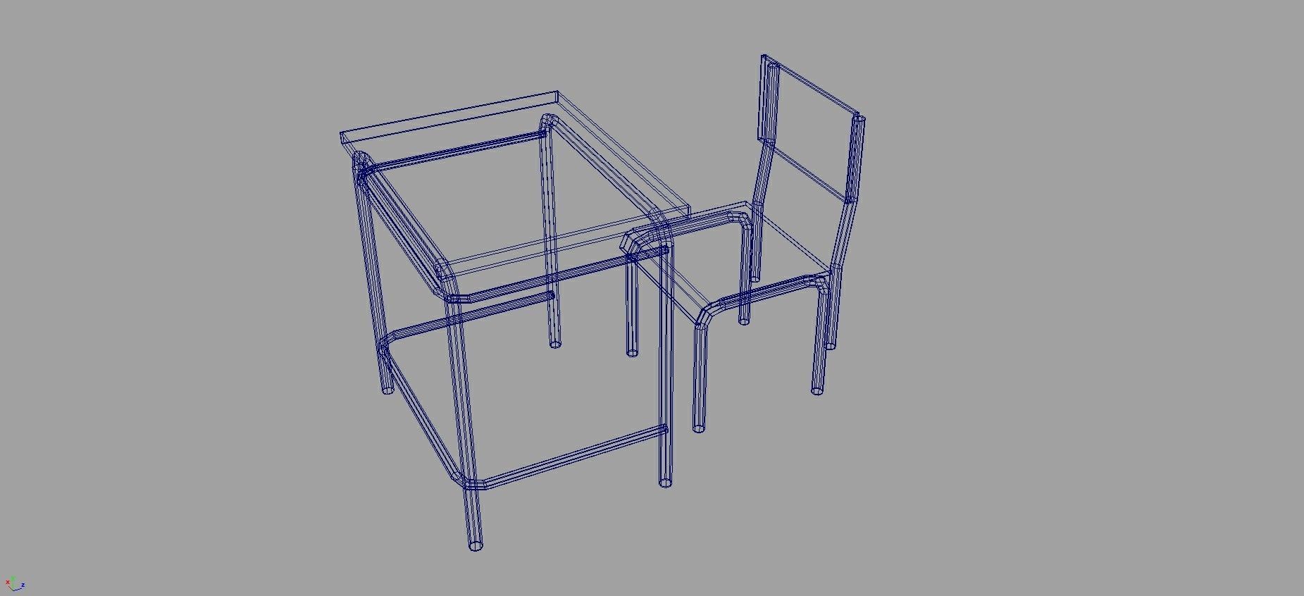 Table and chair Low poly Low-poly 3D model_4
