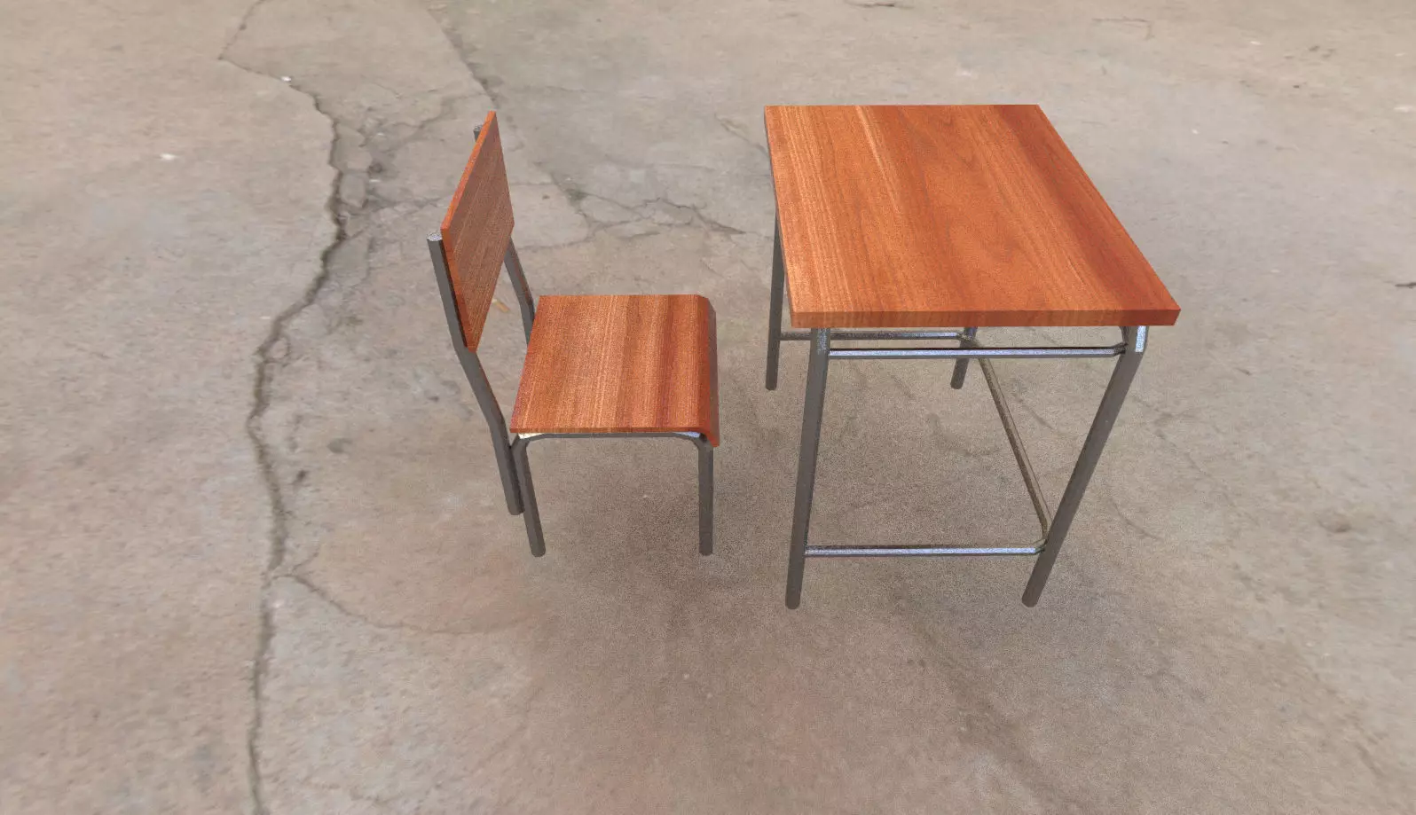 Table and chair Low poly Low-poly 3D model_0