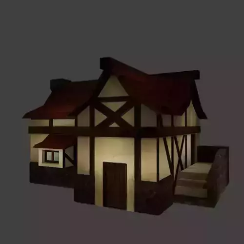 Cartoon Medieval Low Poly House