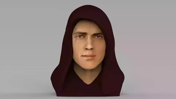Anakin Skywalker Star Wars bust ready for full color 3D printing 3D print model