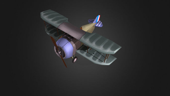 WW1 Stylised plane Low-poly 3D model