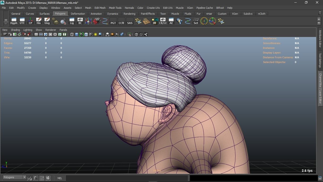 Memaw cartoon Female Elderly Character 3D model_26