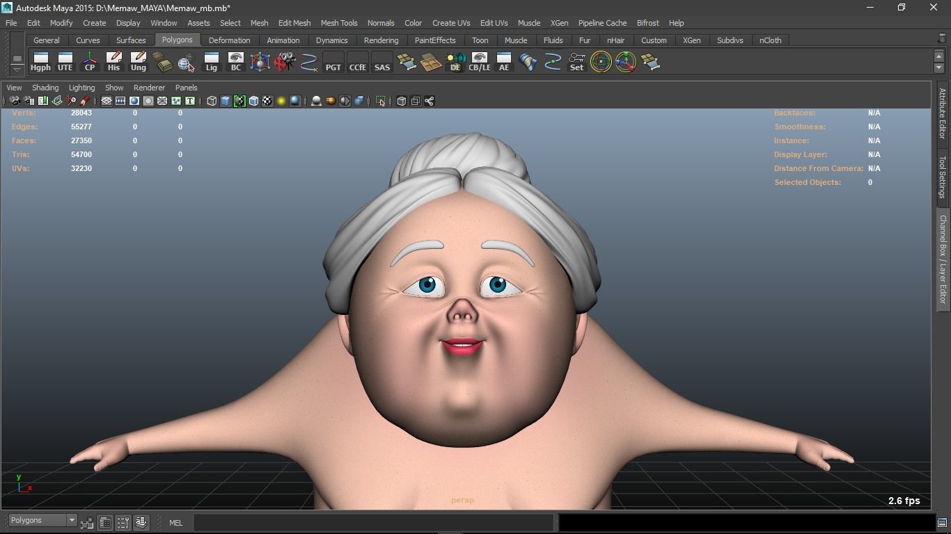Memaw cartoon Female Elderly Character 3D model_23