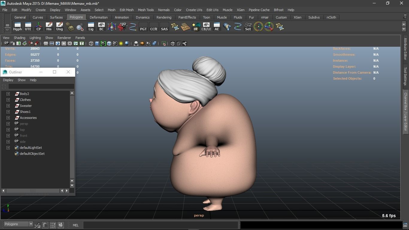 Memaw cartoon Female Elderly Character 3D model_17