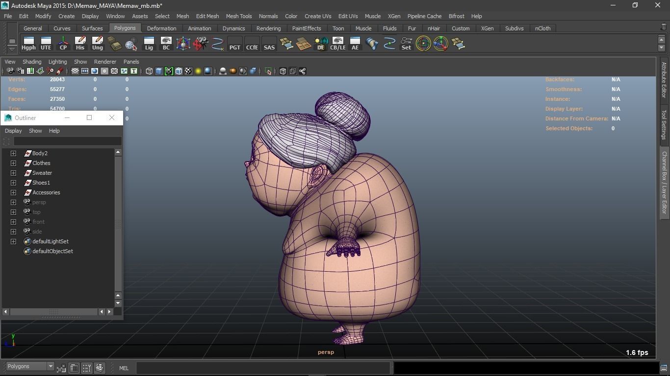 Memaw cartoon Female Elderly Character 3D model_18