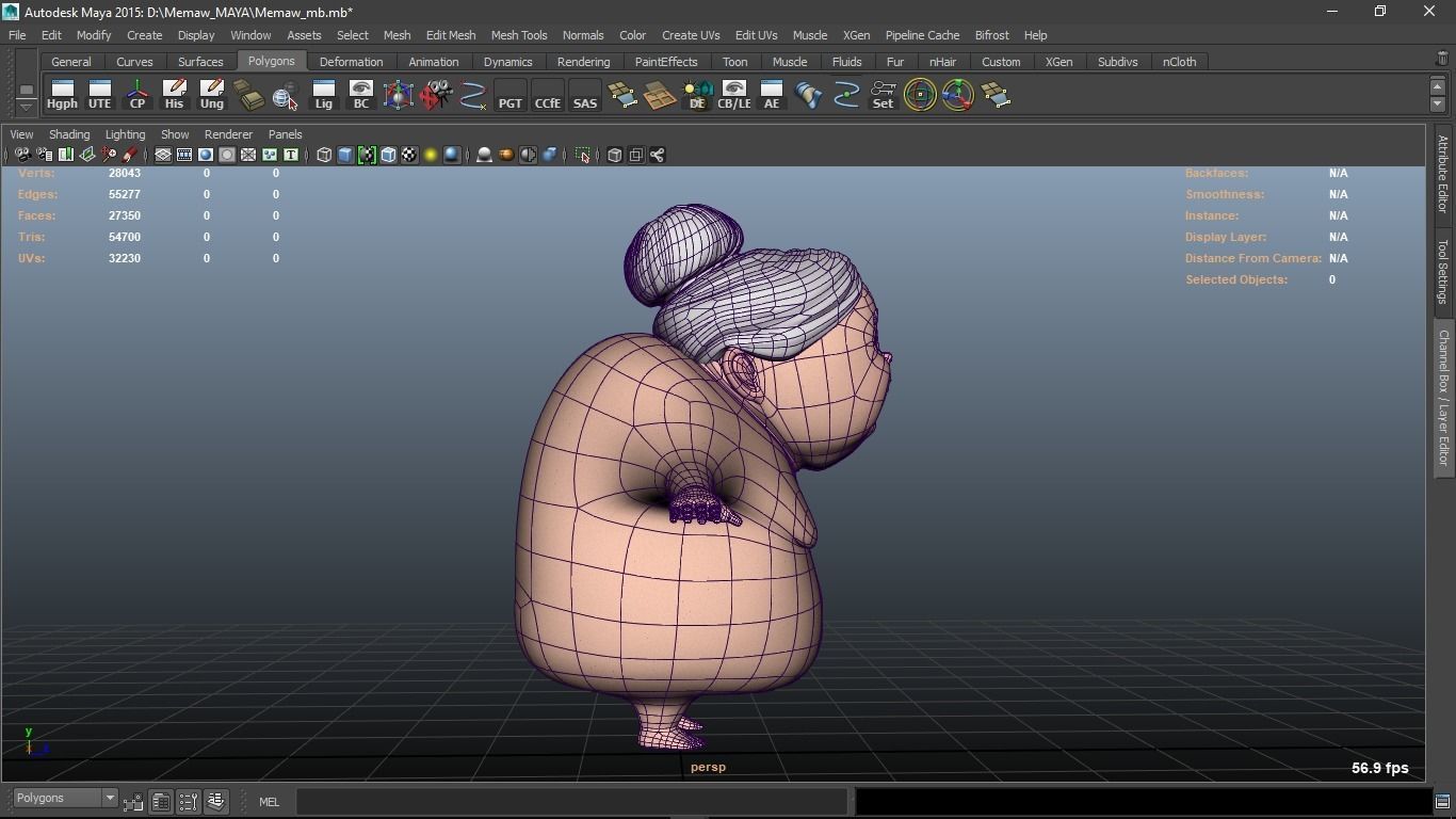 Memaw cartoon Female Elderly Character 3D model_22