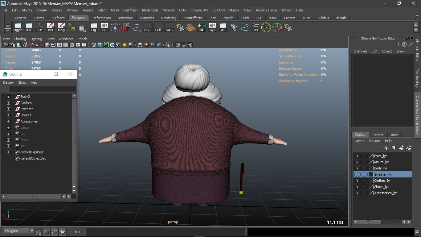 Memaw cartoon Female Elderly Character 3D model_11