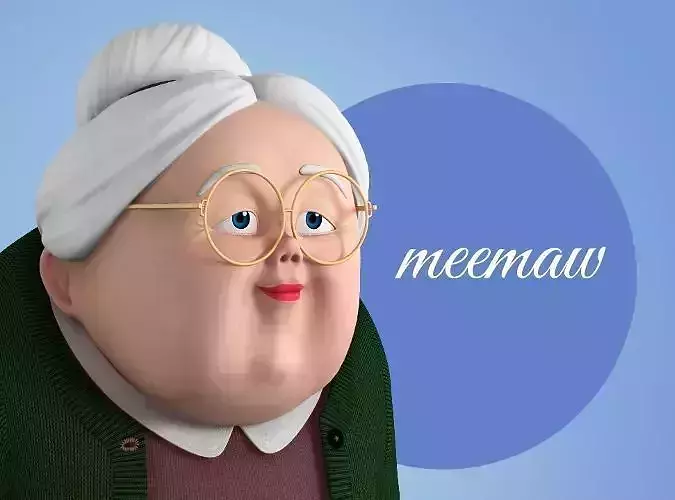 Memaw cartoon Female Elderly Character 3D model