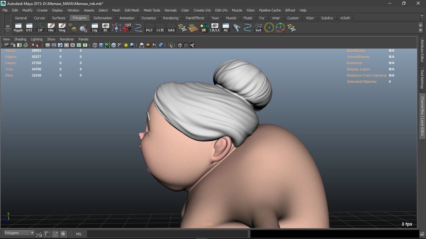 Memaw cartoon Female Elderly Character 3D model_25