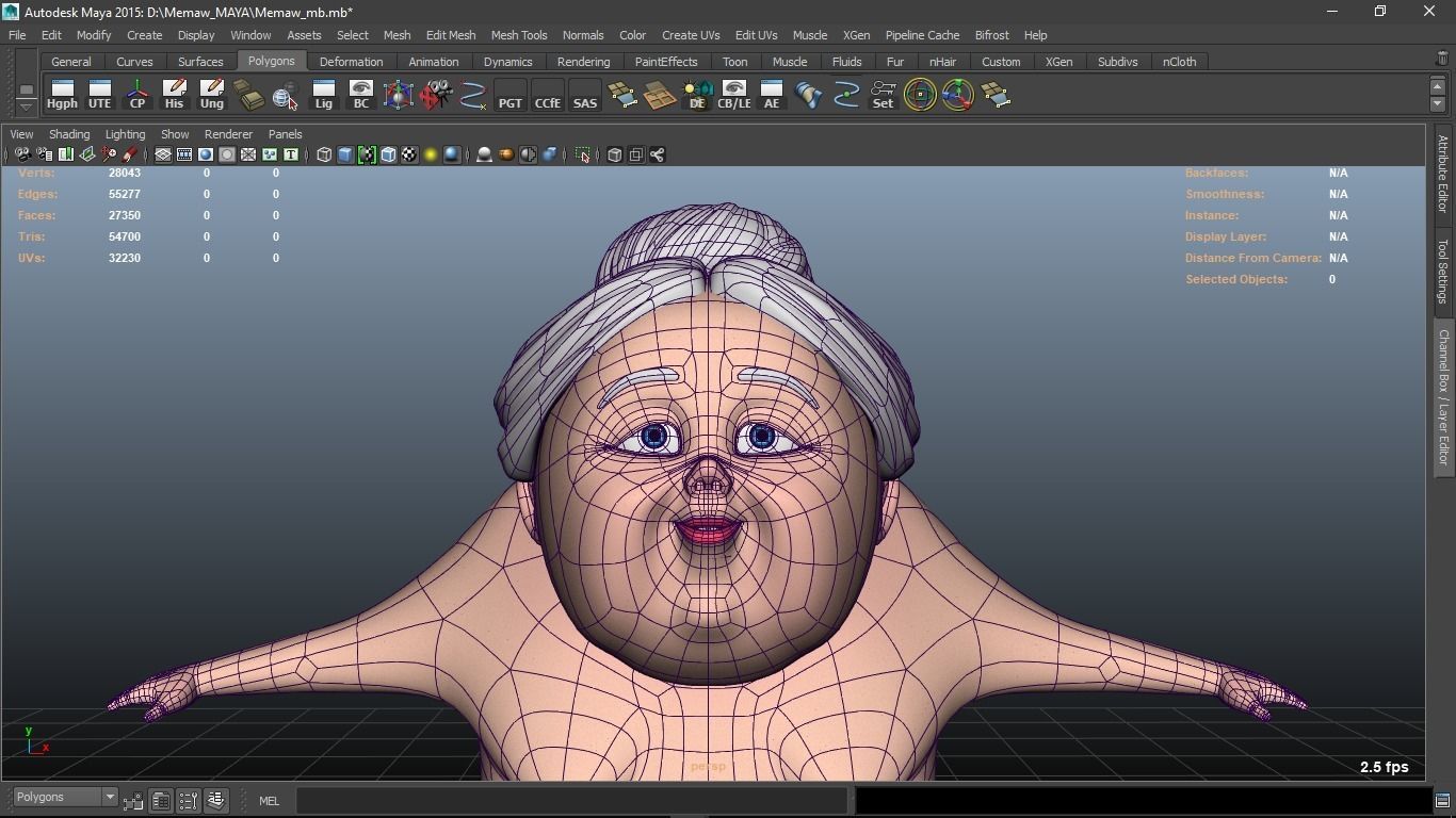 Memaw cartoon Female Elderly Character 3D model_24