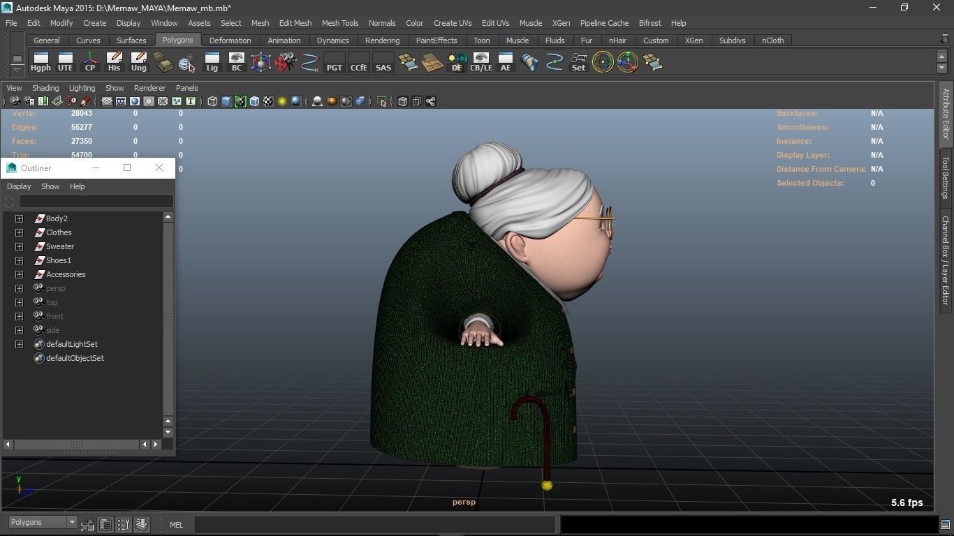 Memaw cartoon Female Elderly Character 3D model_5