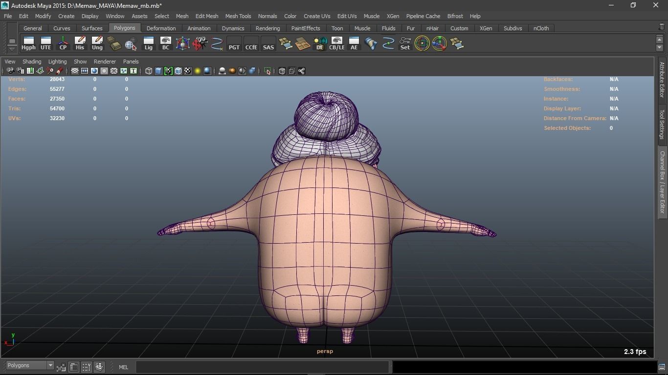 Memaw cartoon Female Elderly Character 3D model_20