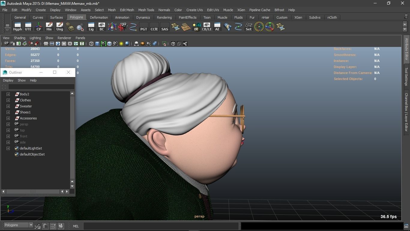 Memaw cartoon Female Elderly Character 3D model_8