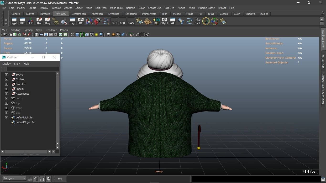 Memaw cartoon Female Elderly Character 3D model_4