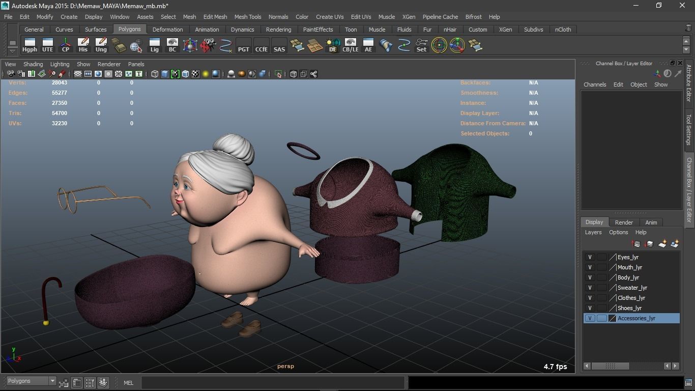 Memaw cartoon Female Elderly Character 3D model_71