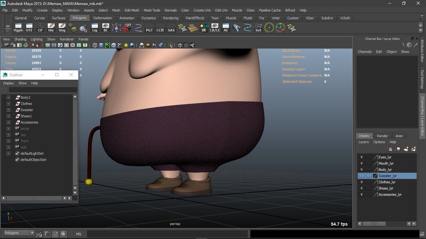 Memaw cartoon Female Elderly Character 3D model_13