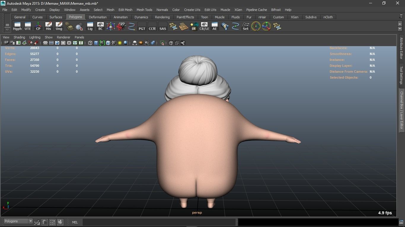 Memaw cartoon Female Elderly Character 3D model_19