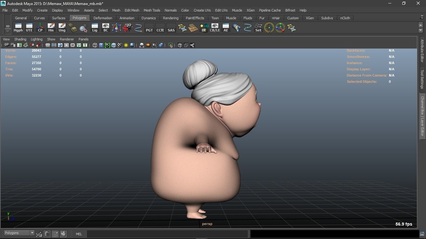 Memaw cartoon Female Elderly Character 3D model_21