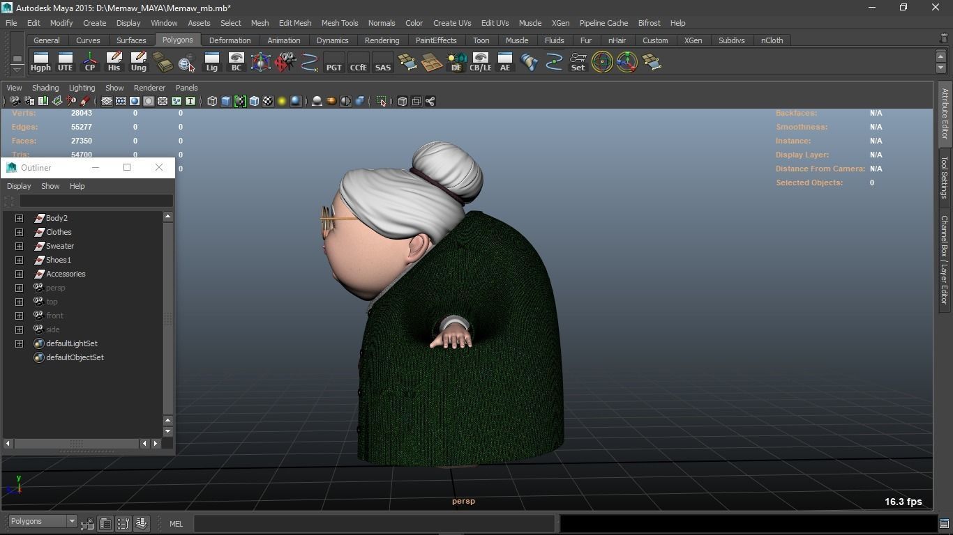 Memaw cartoon Female Elderly Character 3D model_3
