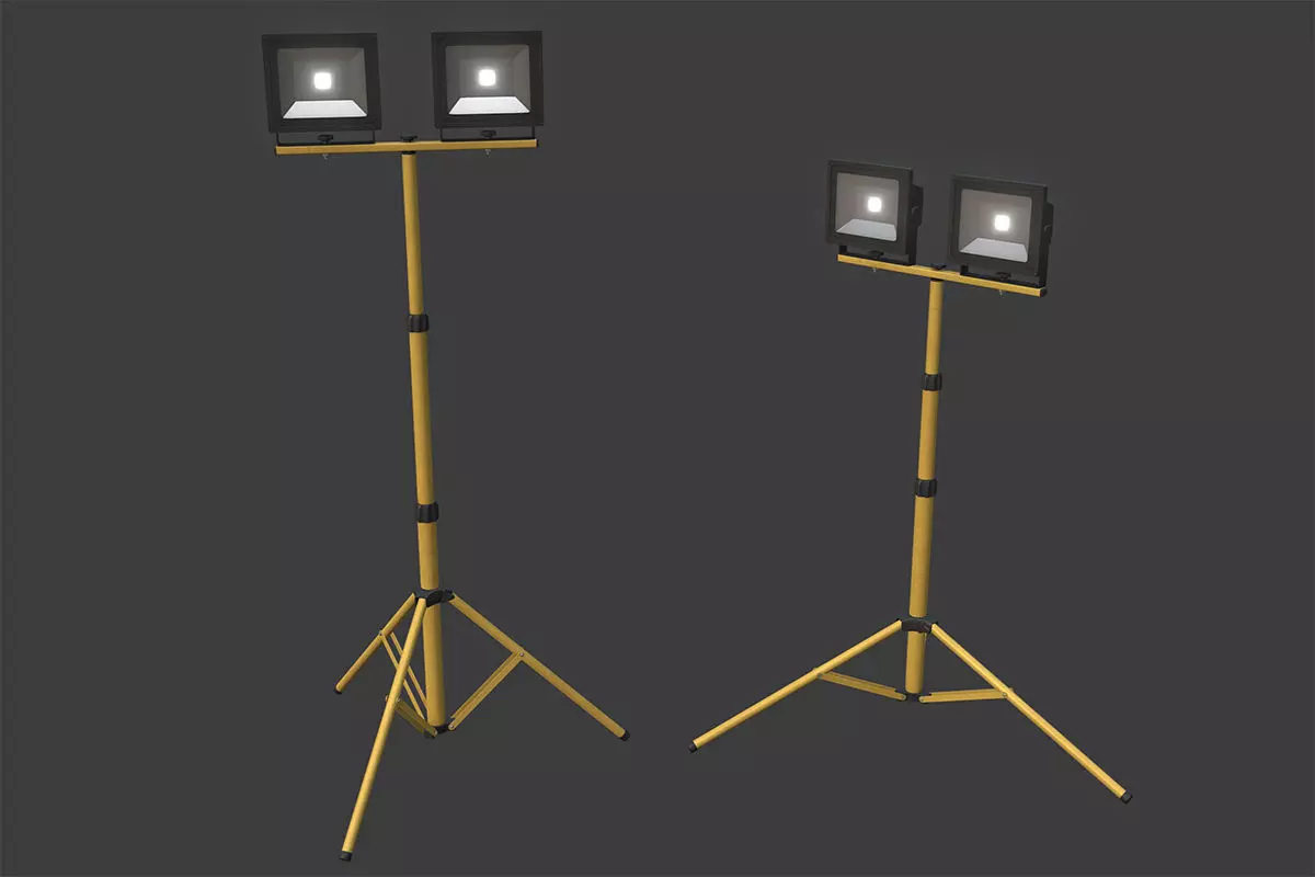 LED Work Light Stand Low-poly 3D model