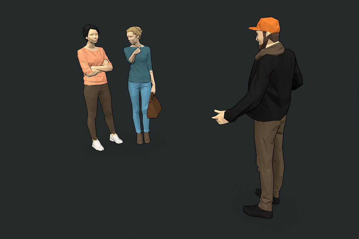Lowpoly People Colorful Low-poly 3D model_9