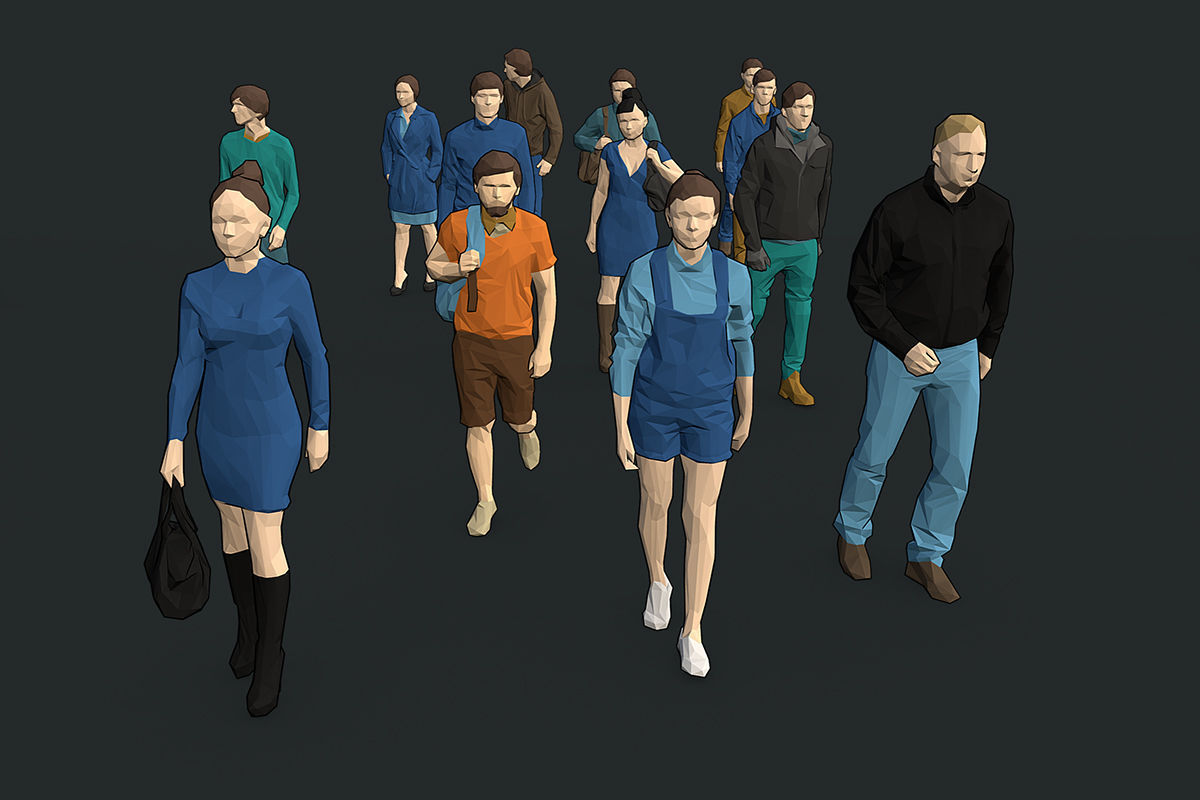 Lowpoly People Colorful Low-poly 3D model_23