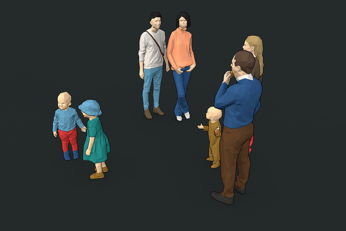 Lowpoly People Colorful Low-poly 3D model_21