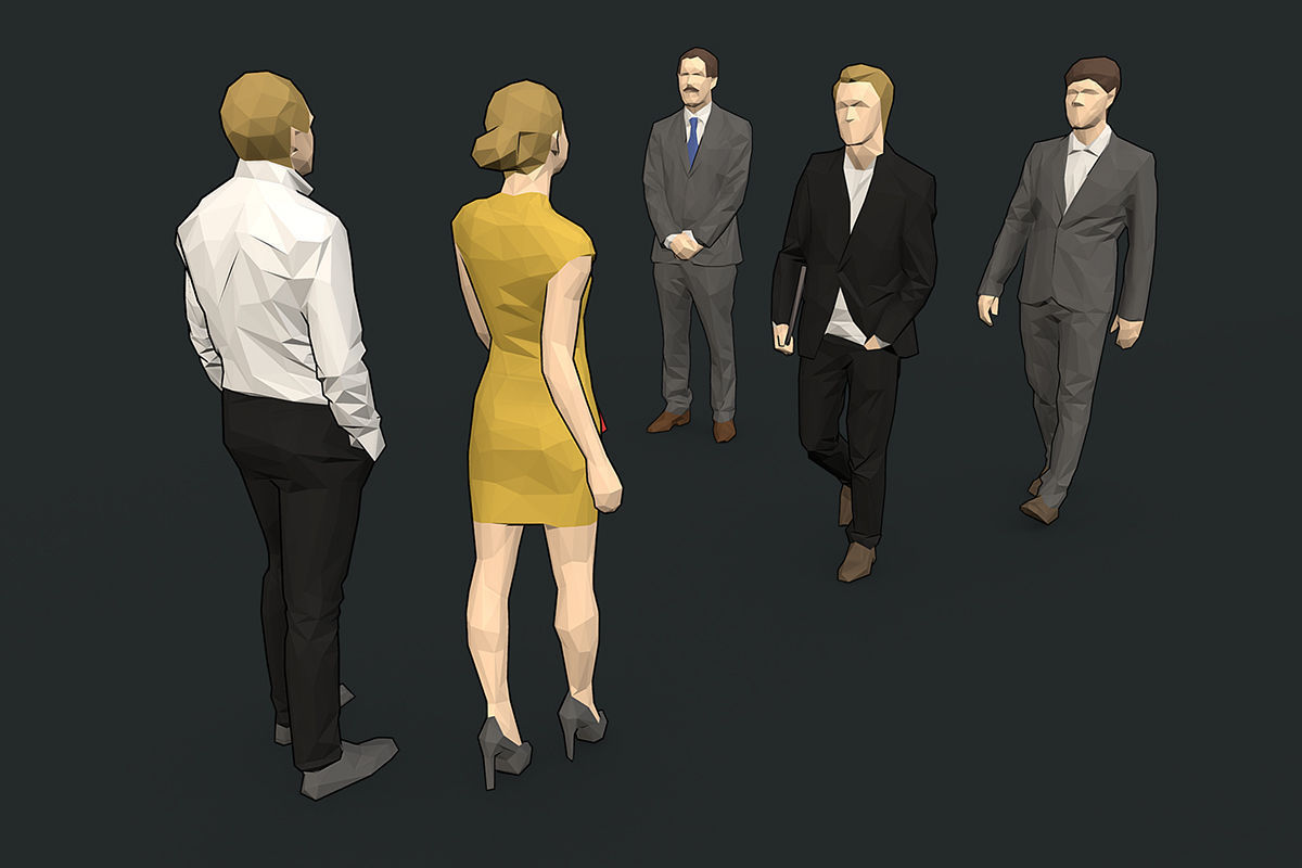 Lowpoly People Colorful Low-poly 3D model_5