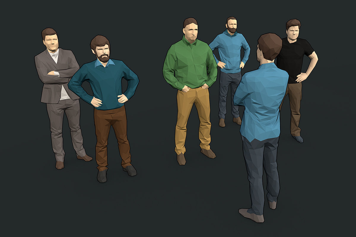 Lowpoly People Colorful Low-poly 3D model_18