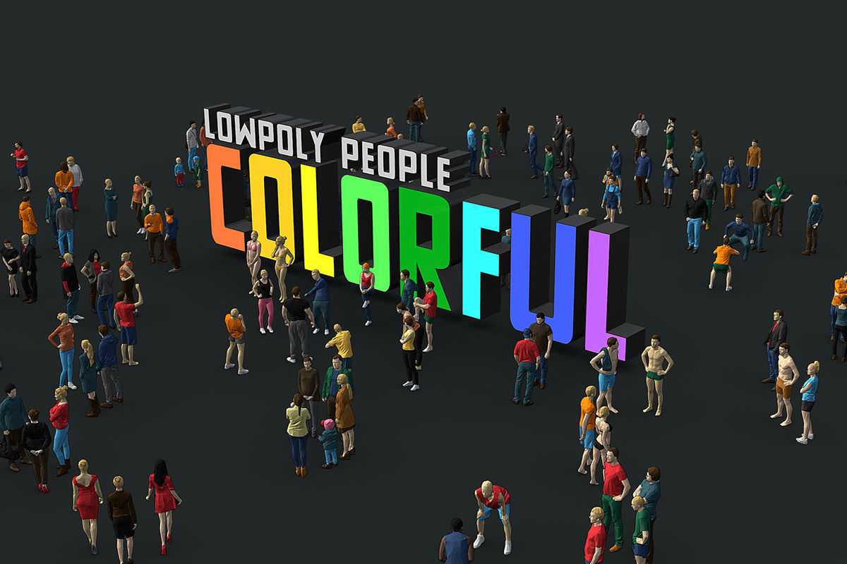 Lowpoly People Colorful Low-poly 3D model_1