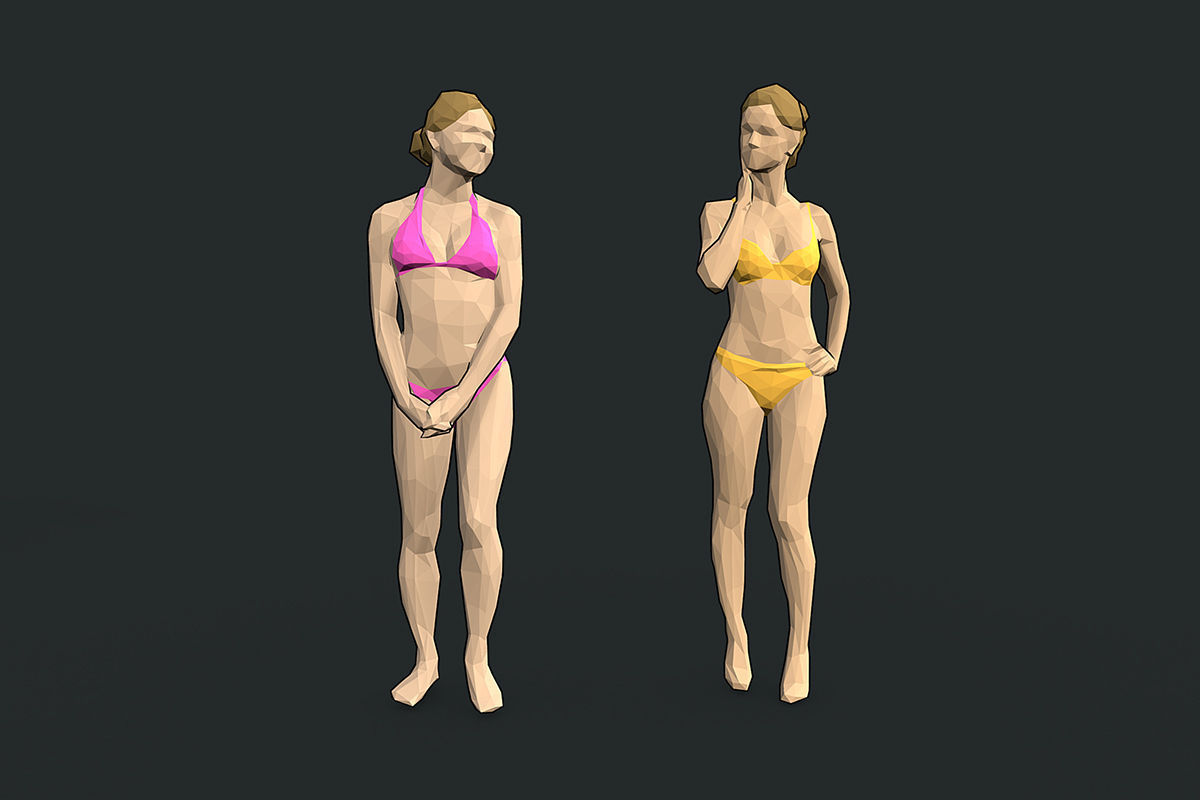 Lowpoly People Colorful Low-poly 3D model_12