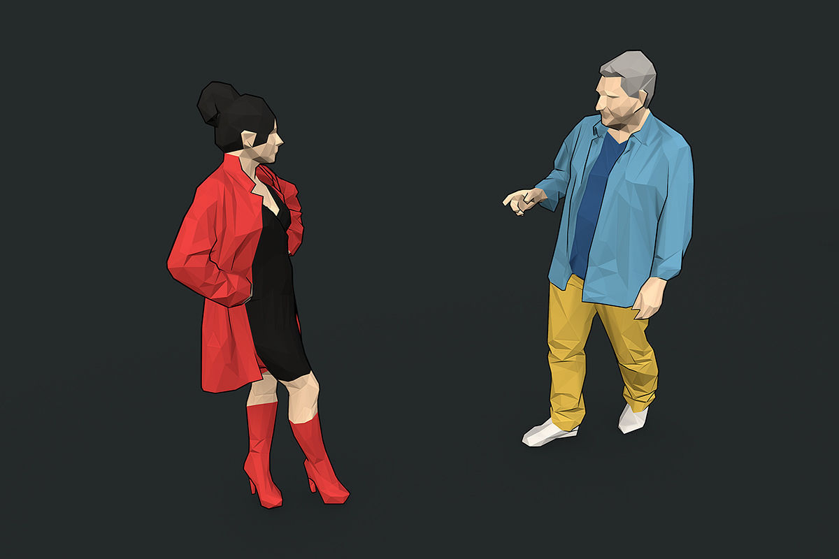 Lowpoly People Colorful Low-poly 3D model_7