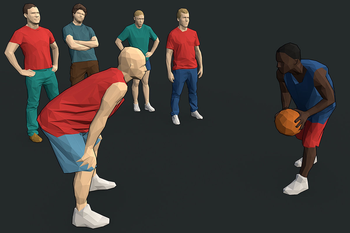 Lowpoly People Colorful Low-poly 3D model_14