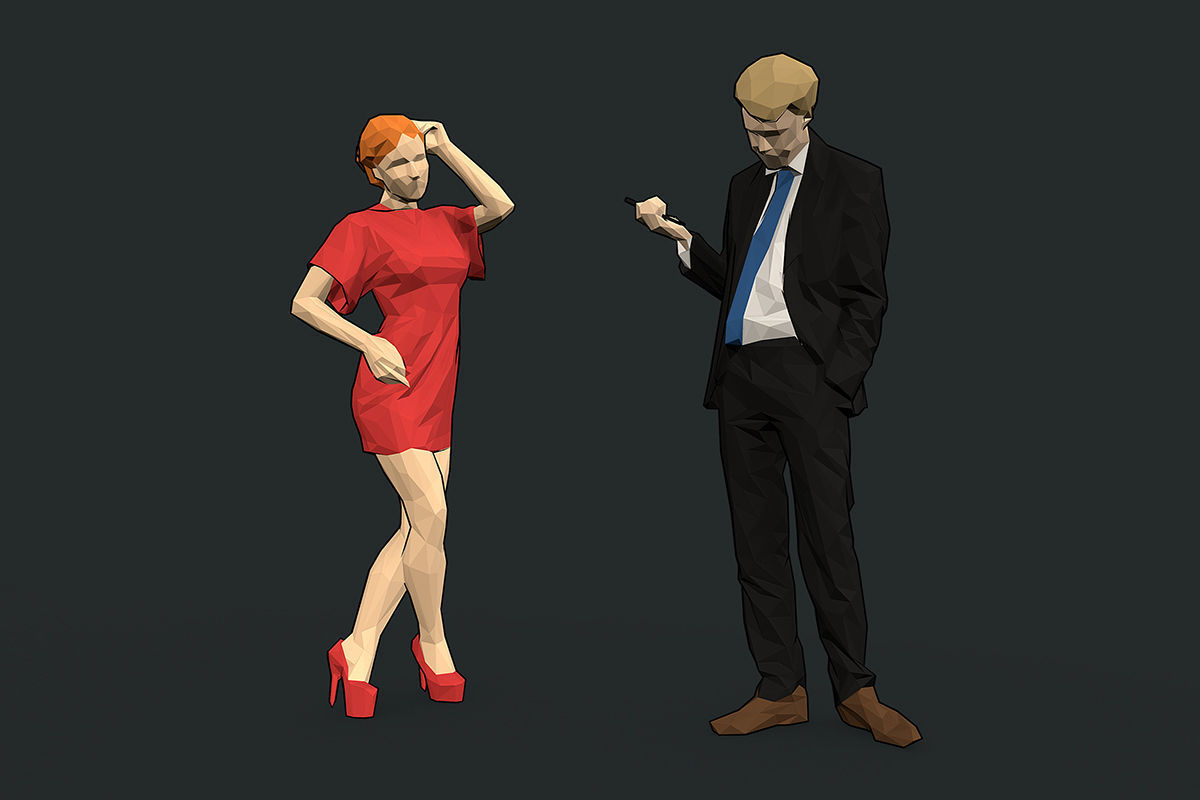Lowpoly People Colorful Low-poly 3D model_16