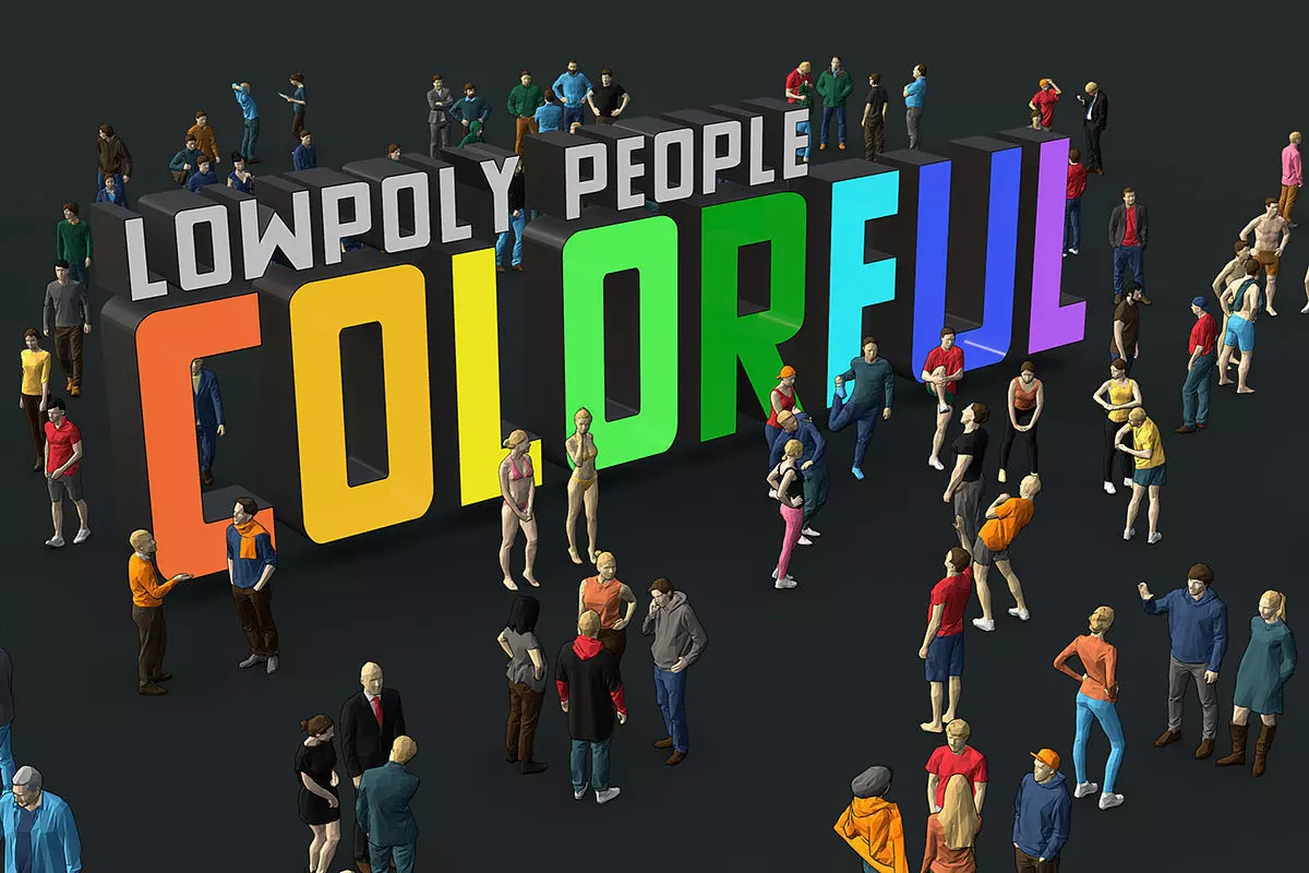 Lowpoly People Colorful Low-poly 3D model_0