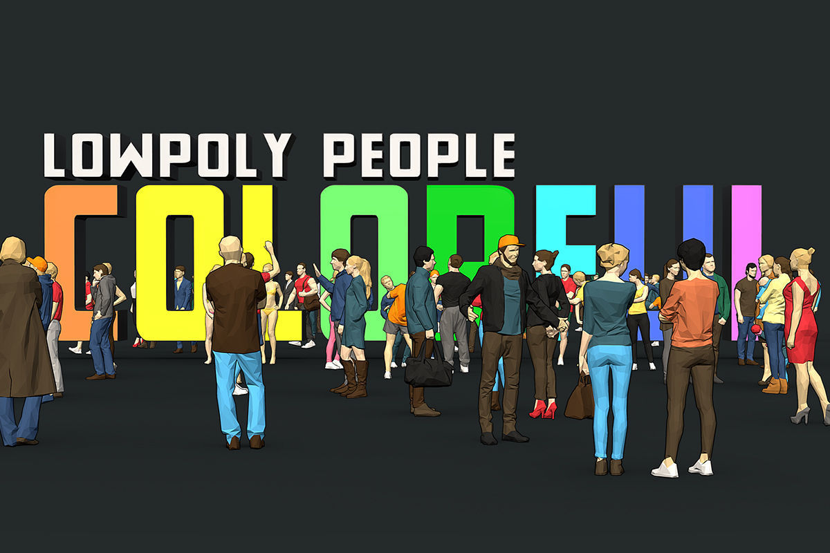 Lowpoly People Colorful Low-poly 3D model_2