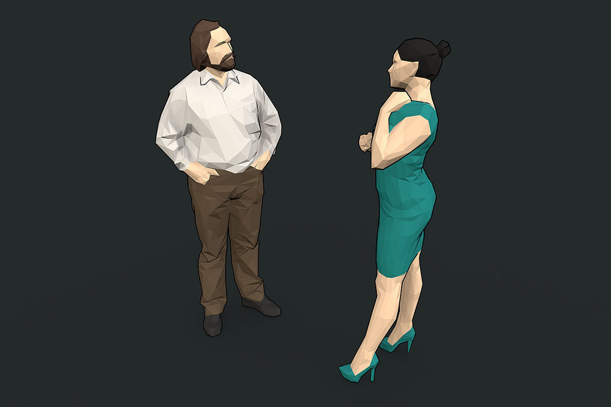 Lowpoly People Colorful Low-poly 3D model_6