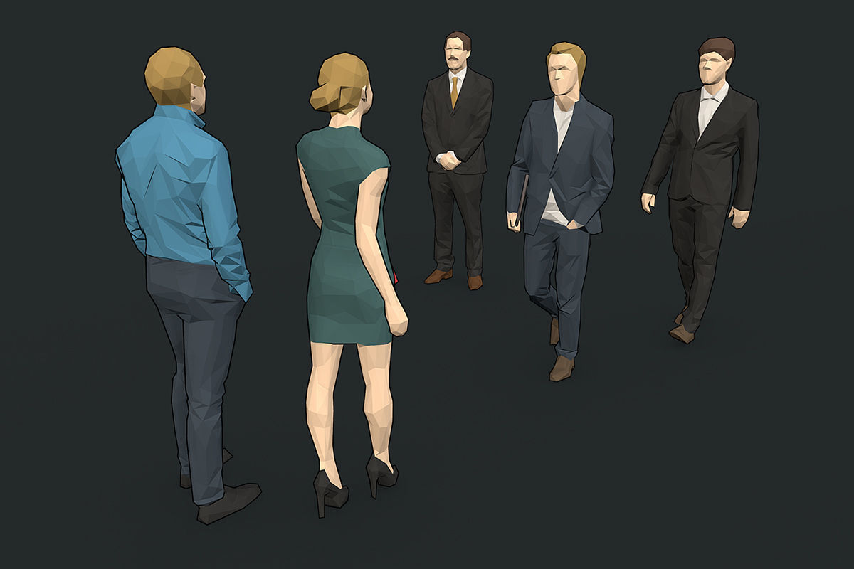 Lowpoly People Colorful Low-poly 3D model_3