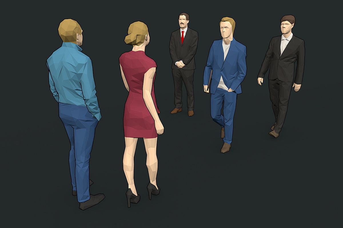 Lowpoly People Colorful Low-poly 3D model_4