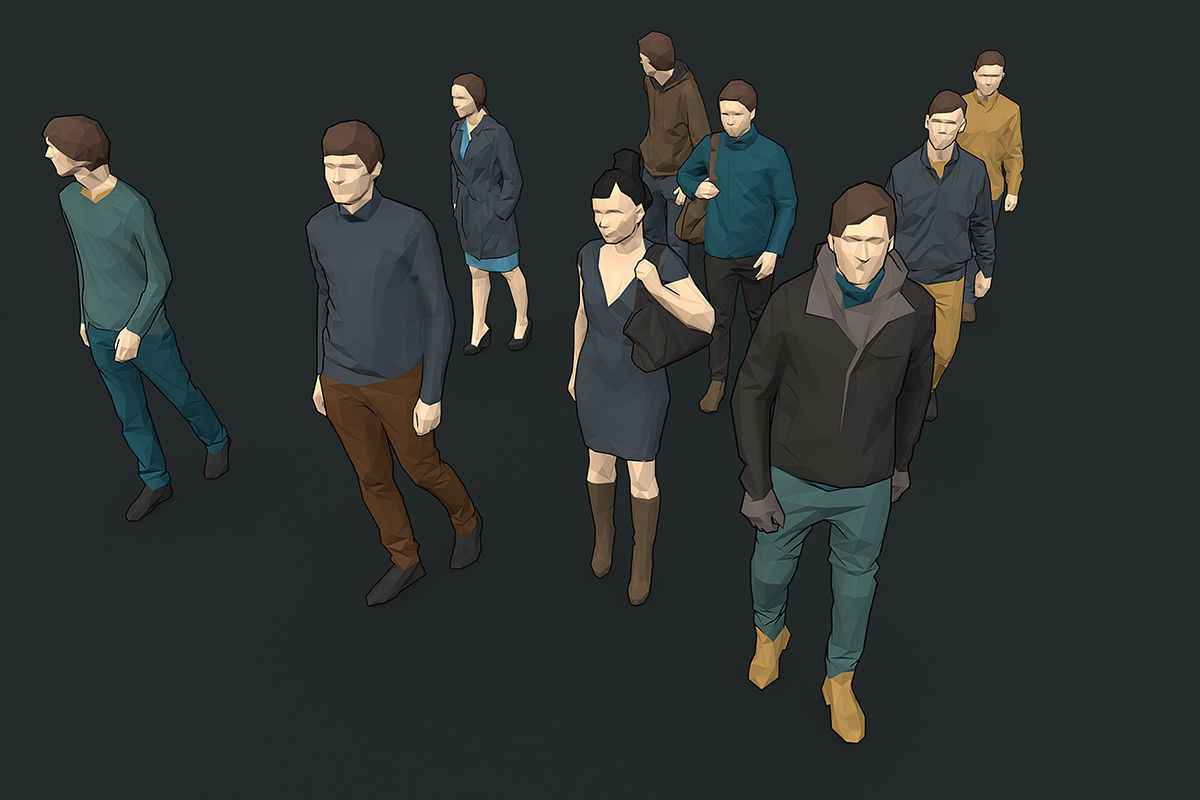 Lowpoly People Colorful Low-poly 3D model_19