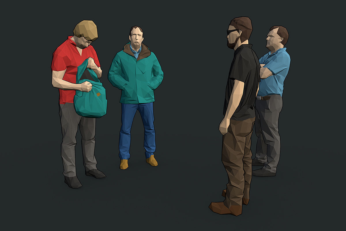 Lowpoly People Colorful Low-poly 3D model_17